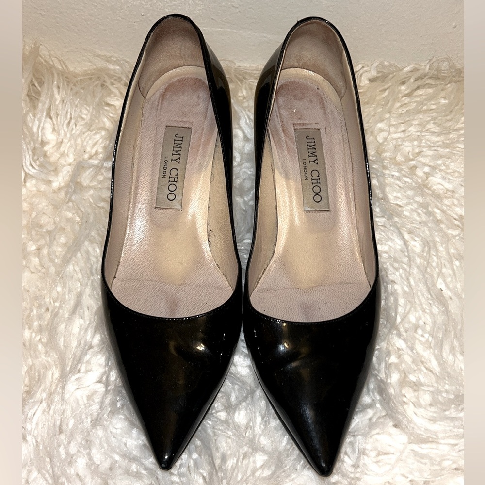 SOLD Jimmy Choo Black Patent Leather Kitten Heels